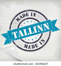 Made in Tallinn vector rubber stamp on grunge paper