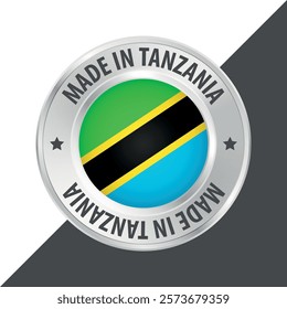 Made in Tanzania badge logo flag sticker 3d vector illustration isolated on white