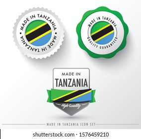 Made in Tanzania icon set isolated on white background ,for infographics and banner templates : Vector Illustration