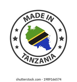 Made in Tanzania icon. Stamp made in with country map