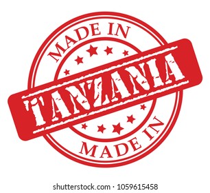 Made in Tanzania red rubber stamp illustration vector on white background