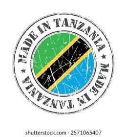 Made in Tanzania stamp scratched flag badge logo vector illustration