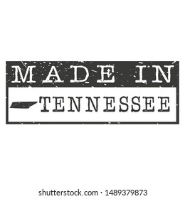 Made In Tennessee. Stamp Rectangle Map. Logo Icon Symbol. Design Certificated.