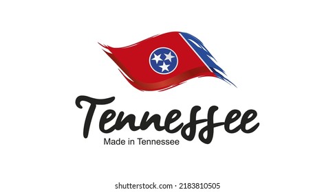 Hecho en Tennessee EE.UU. nueva bandera escrita a mano tipografía tipografía etiqueta del logo