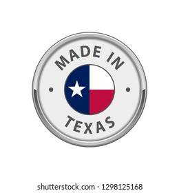 "Made in Texas" round badge with The flag of Texas