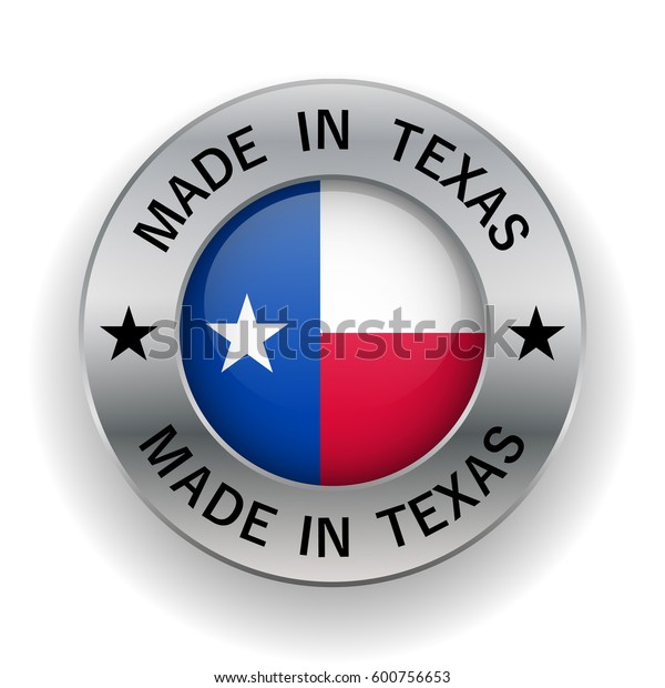 Made Texas Silver Badge Icon Central Stock Vector (Royalty Free) 600756653