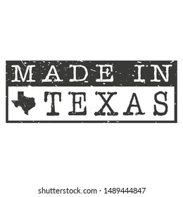 Made In Texas. Stamp Rectangle Map. Logo Icon Symbol. Design Certificated.