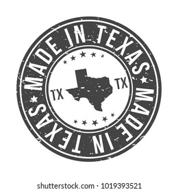 Made in Texas State Map. USA Quality Original Stamp Design Vector Art Seal Badge Illustration.