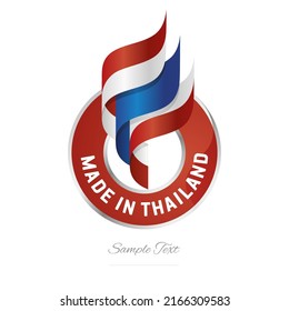 Made in Thailand Abstract wavy flag torch flame red white blue modern ribbon strip logo icon vector