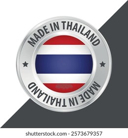 Made in Thailand badge logo flag sticker 3d vector illustration isolated on white