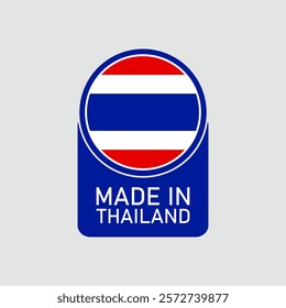 Made in thailand with flag. Vector circle symbol. Stamp made in with country flag	