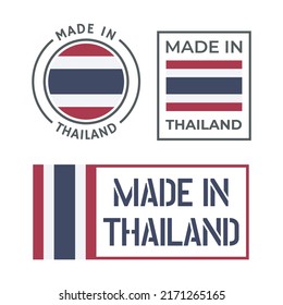 made in Thailand icon set, Kingdom of Thailand product labels