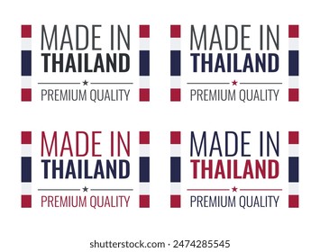 made in Thailand labels set, Kingdom of Thailand product icon