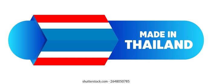 Made in Thailand logo with flag. vector illustration. Flag of Thailand