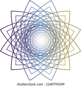 Made of thin lines detailed. Floral symmetrical geometrical symbol. Vector flower mandala icon isolated on  round colored pattern. 