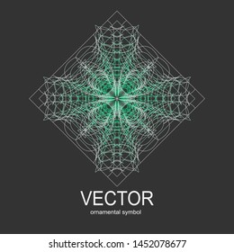 Made of thin lines detailed. Floral symmetrical geometrical symbol. Vector flower mandala icon isolated on round pattern.