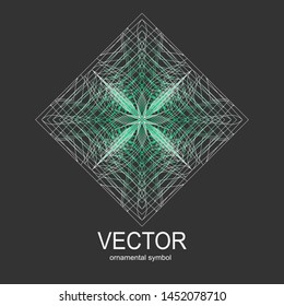 Made of thin lines detailed. Floral symmetrical geometrical symbol. Vector flower mandala icon isolated on round pattern.