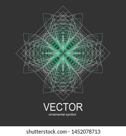 Made of thin lines detailed. Floral symmetrical geometrical symbol. Vector flower mandala icon isolated on round pattern.