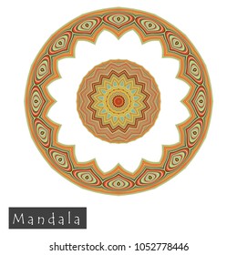 Made of thin lines detailed mandala. Floral symmetrical geometrical symbol. Vector flower mandala icon isolated on white. Oriental round colored pattern. 