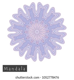 Made of thin lines detailed mandala. Floral symmetrical geometrical symbol. Vector flower mandala icon isolated on white. Oriental round colored pattern. 