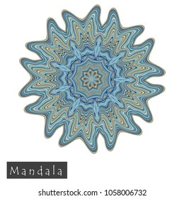 Made of thin lines detailed mandala. Floral symmetrical geometrical symbol. Vector flower mandala icon isolated on white. Oriental round colored pattern. 