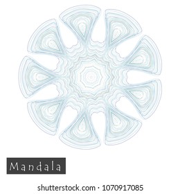 Made of thin lines detailed mandala. Floral symmetrical geometrical symbol. Vector flower mandala icon isolated on white. Oriental round colored pattern. 