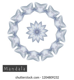 Made of thin lines detailed mandala. Floral symmetrical geometrical symbol. Vector flower mandala icon isolated on white. Oriental round colored pattern. 