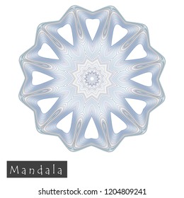 Made of thin lines detailed mandala. Floral symmetrical geometrical symbol. Vector flower mandala icon isolated on white. Oriental round colored pattern. 