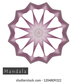 Made of thin lines detailed mandala. Floral symmetrical geometrical symbol. Vector flower mandala icon isolated on white. Oriental round colored pattern. 