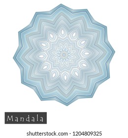 Made of thin lines detailed mandala. Floral symmetrical geometrical symbol. Vector flower mandala icon isolated on white. Oriental round colored pattern. 