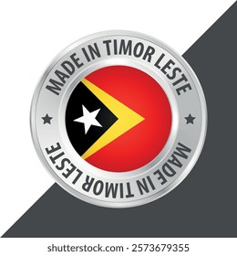 Made in Timor Leste east timor badge logo flag sticker 3d vector illustration isolated on white