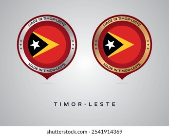 Made in Timor Leste. etiquetas, adesivos, ponteiro, distintivo e símbolo da bandeira de Timor Leste. Ilustração de vetor de coleção