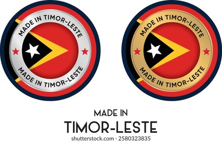 Made in Timor-Leste. Premium labels, stickers, pointer, badge and symbol of Timor-Leste flag icon. Collection vector illustration