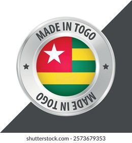 Made in Togo badge logo flag sticker 3d vector illustration isolated on white