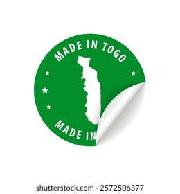 Made in Togo - Country Map Sticker. Best Quality. Original Product. Vector illustration.