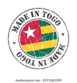 Made in Togo stamp scratched flag badge logo vector illustration