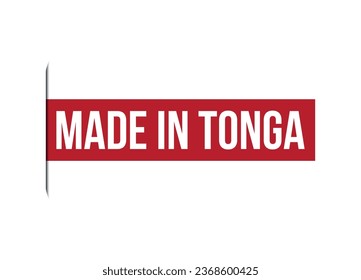 Fabricado en Tonga ilustración de banner vectorial rojo aislado en fondo blanco