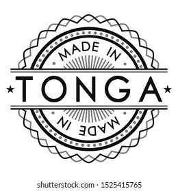 Made in Tonga Stamp. Logo Icon Symbol Design. Security Seal Style Badge Vector.