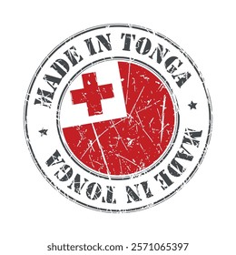 Made in Tonga stamp scratched flag badge logo vector illustration