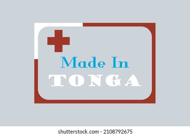 Texto de tipografía hecho en Tonga sobre el marco de fondo del concepto de bandera nacional. Hecho en Tonga.  