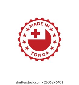 made in tonga vector round badge design with national flag
