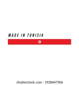 Made in Tunisia, badge or label with flag isolated on white background