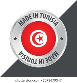 Made in Tunisia badge logo flag sticker 3d vector illustration isolated on white