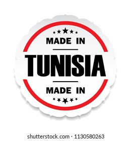 Made in Tunisia flag button label banner icon Sticker Thai design, on white background.vector