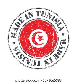 Made in Tunisia stamp scratched flag badge logo vector illustration