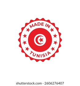 made in tunisia vector round badge design with national flag