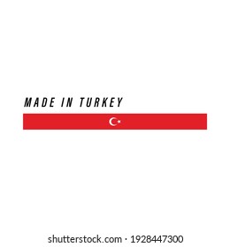 Made in Turkey, badge or label with flag isolated on white background