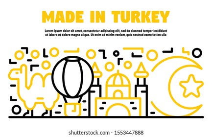 Made in Turkey banner. Outline illustration of made in Turkey vector banner for web design