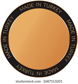 made in Turkey - Anuncio de Botón redondo de color dorado con marco negro - insignia dorada