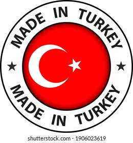 Made in Turkey icon, circle button, vector illustration.